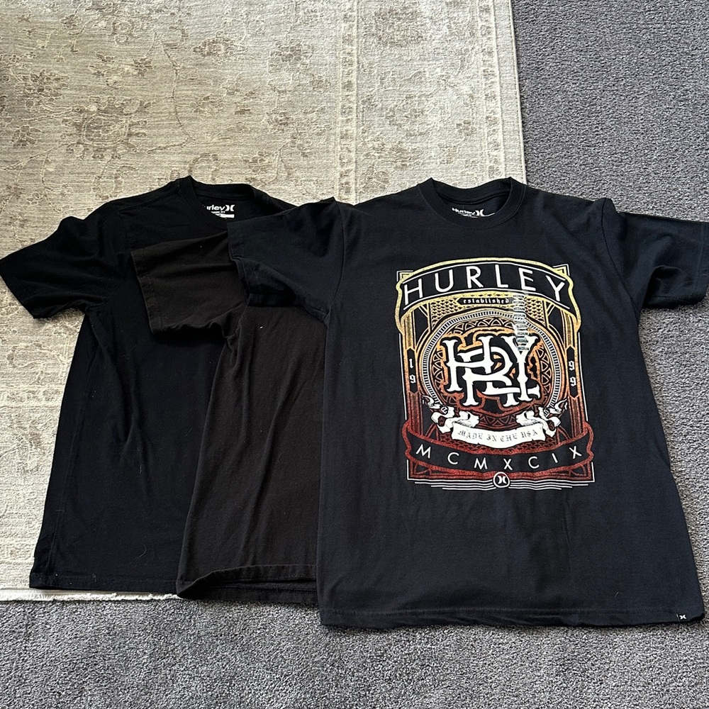 Hurley Bundle of three Men’s Medium Black Graphic Tees.